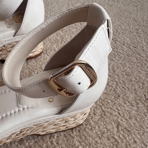 New Vince Camuto White Leather Espadrille Platform Wedge Sandals Ladies Size 9 - Picture 6 of 10